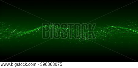 Vector Futuristic Wave On A Green Background.digital Technologies. Big Data.