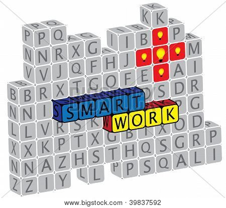 Alphabet(text) キューブを使用する Word の Smartwork のイラスト。グラフィックは C のような概念を表すことができます。