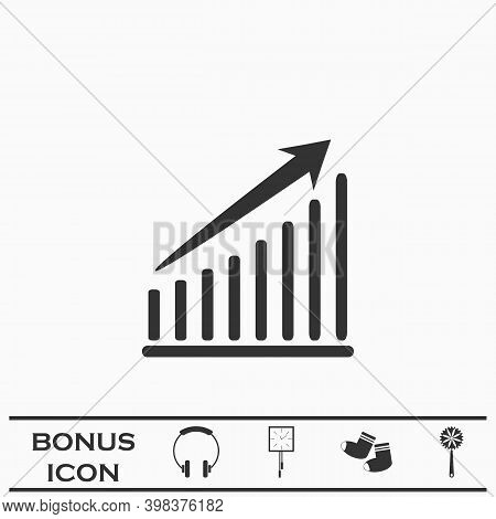 Graph Icon Flat. Black Pictogram On White Background. Vector Illustration Symbol And Bonus Button