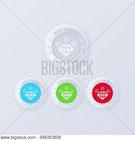 Our Values Button In 3d Style. Values Icon Set. Web Icon Set Design For Multiple Use