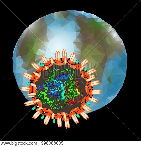 Coronavirus. The Structure Of The Chinese Coronavirus. Influenza Virus. Flu. Illustration.