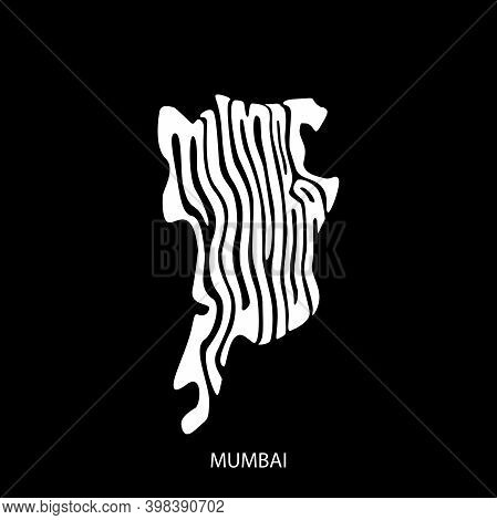 Mumbai Calligraphy Map. Mumbai Written In Mumbai's Map Shape.