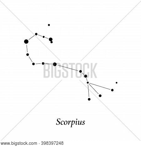 Scorpius Sign. Stars Map Of Zodiac Constellation. Vector Illustration