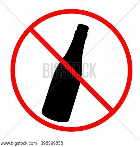 Silhouette Ban On Booth With Alcohol . Stop Alcoholism. Illustration Symbol Icon