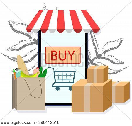 Online Shopping. Online Shopping Advertising. Parcels, Products. Purchases. Shopping On Your Phone. 