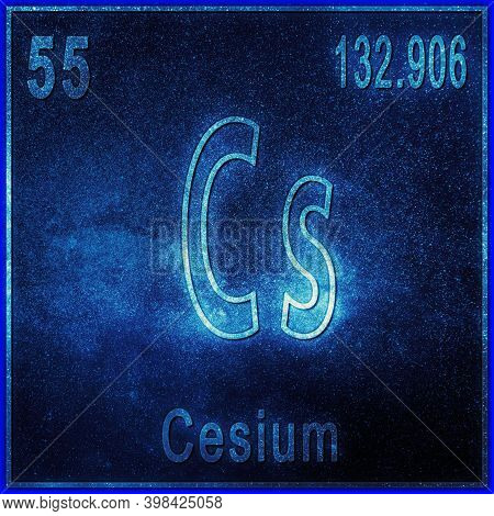 Cesium Chemical Element, Sign With Atomic Number And Atomic Weight, Periodic Table Element