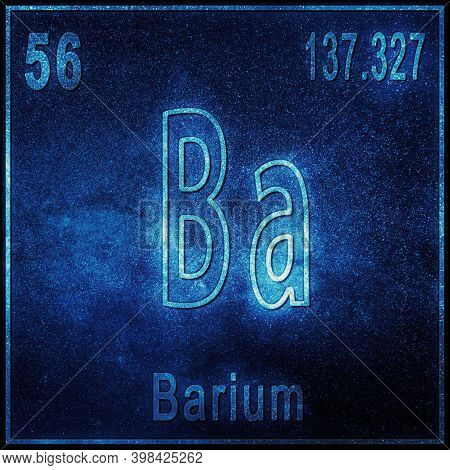 Barium Chemical Element, Sign With Atomic Number And Atomic Weight, Periodic Table Element