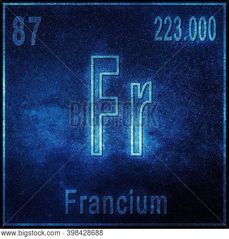 Francium Chemical Element, Sign With Atomic Number And Atomic Weight, Periodic Table Element