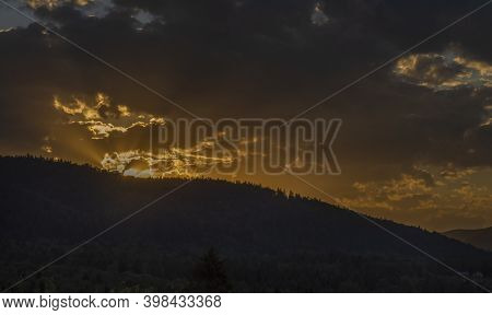 Sunset Near Krzywe Village In Summer Color Morning