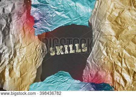 The Text Skills Behind Toen Foil Paper. Business Career Or Education Concept