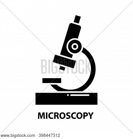 Microscopy Icon, Black Vector Sign With Editable Strokes, Concept Illustration