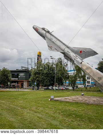 Zhukovsky, Russia - July 18, 2020: Mig-21 Airplane On A Pedestal In The City Center.