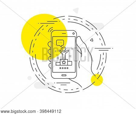 Winner Podium Line Icon. Mobile Phone Vector Button. Success Sign. First Place Award Symbol. Winner 