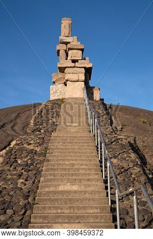 Gelsenkirchen, Germany - November 6, 2020: Rheinelbe Tip, Landmark Of Ruhr Metropolis Against Sky On