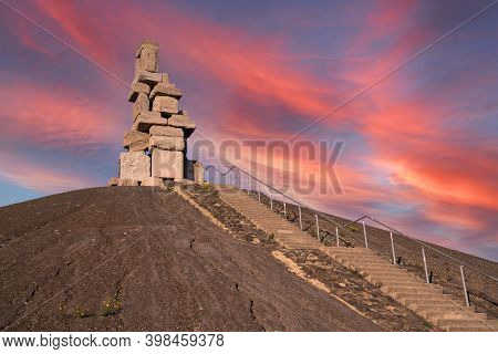 Gelsenkirchen, Germany - November 6, 2020: Rheinelbe Tip, Landmark Of Ruhr Metropolis Against Sky On