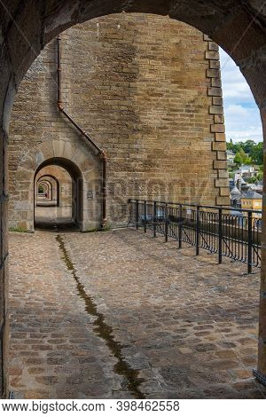 Morlaix, France - August 28, 2019: Looking Through The Arches In The Columns On The Top Of Morlaix V