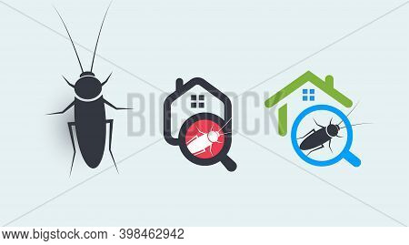 Pest Control Service Logo Concept Set. House Protection From Insects Symbols. Getting Rid Of Home Pa