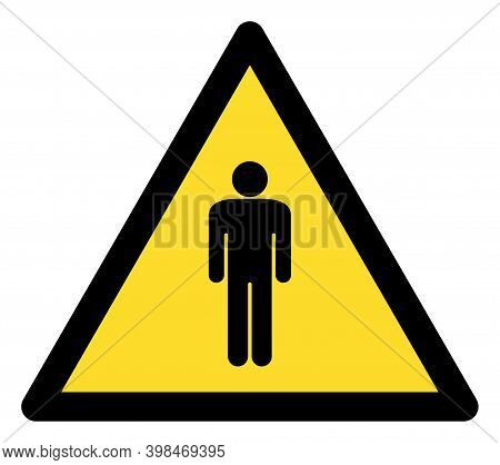 Human Warning Icon With Flat Style. Isolated Raster Human Warning Icon Image On A White Background.