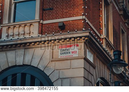 London, Uk - November 19, 2020: Street Name Sign On A Building In Covent Garden, An Area Of London F