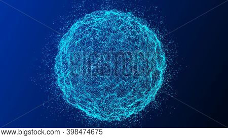 Abstract 3d Sphere. Sphere Particles. Global Network Connection. Futuristic Technology Style. Big Da