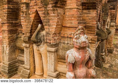 Brick details on the old Sulamani Temple of an ancient city of Bagan, Myanmar
