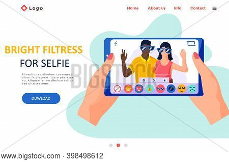 Beauty Filters For Selfie Screen Interface Photo Frame In Social Media Application With A Happy Coup