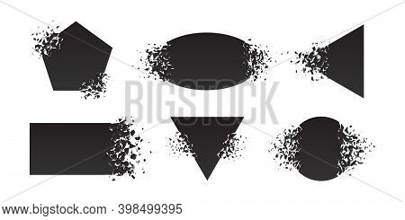 Shape Shattered And Explodes Flat Style Design Vector Illustration Set Isolated On White Background.