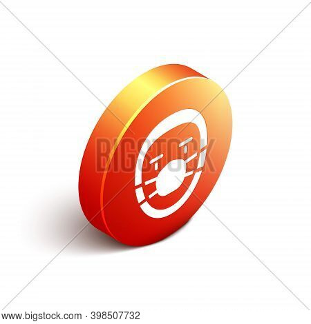 Isometric Doctor Pathologist Icon Isolated On White Background. Orange Circle Button. Vector
