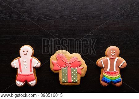 Gay Party. Valentine Day. Conceptual Background. Holiday Present. Greeting Card. Happy Gingerbread M