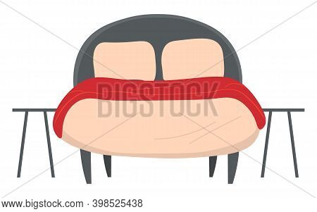 Bedroom Interior Design Illustration. Bed With Pillows And Bedside Tables. Bedroom At The Hotel. Hom