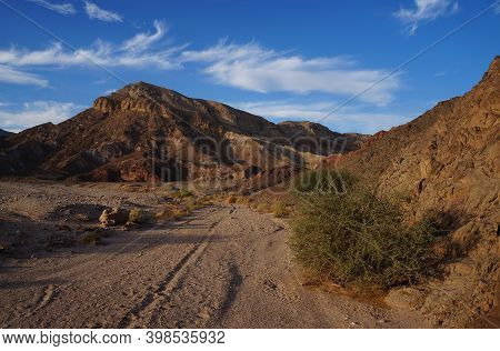 Hiking In Evening In Shehoret Mountains, South Israel