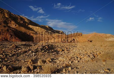 Hiking In Evening In Shehoret Mountains, South Israel