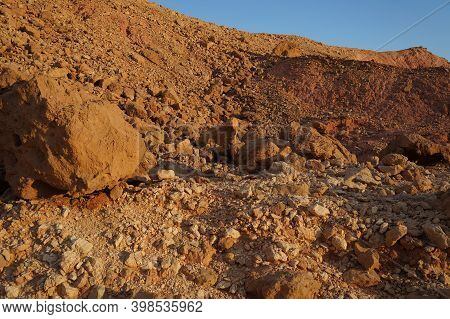 Hiking In Evening In Shehoret Mountains, South Israel