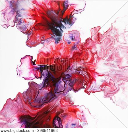 Colorful fluid art abstract composition on the white background