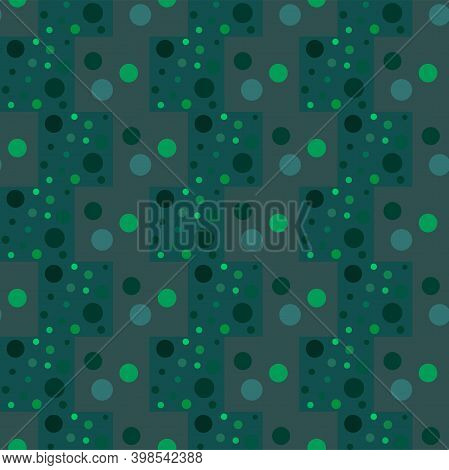 Tidewater Green Geometric Pattern Of Small, Large Circles. Tidewater Green Background With Light, Da