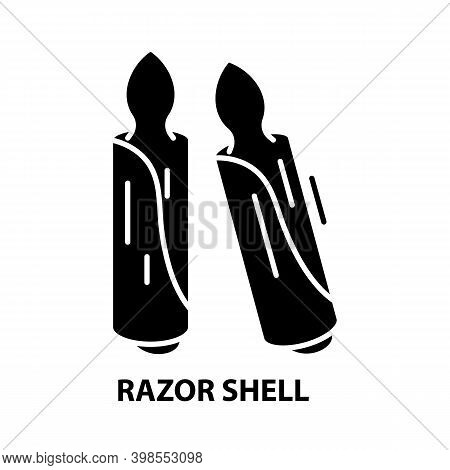 Razor Shell Icon, Black Vector Sign With Editable Strokes, Concept Illustration