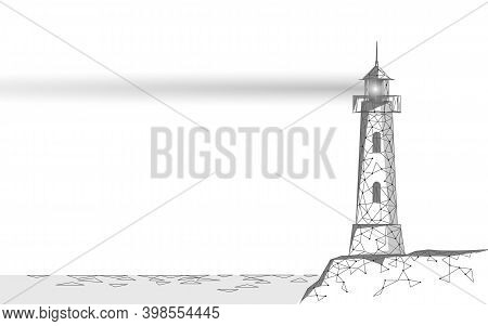 Lighthouse Tower Emit Light Lamps And Lenses Navigation For Maritime Pilots At Sea Ocean. Searchligh