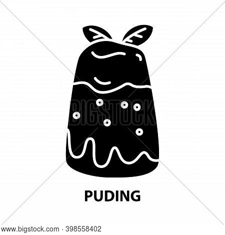 Puding Icon, Black Vector Sign With Editable Strokes, Concept Illustration
