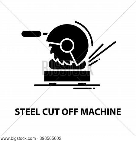 Steel Cut Off Machine Symbol Icon, Black Vector Sign With Editable Strokes, Concept Illustration