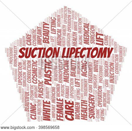 Suction Lipectomy Typography Word Cloud Create With Text Only. Type Of Plastic Surgery