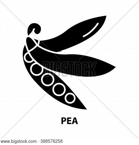 Pea Symbol Icon, Black Vector Sign With Editable Strokes, Concept Illustration