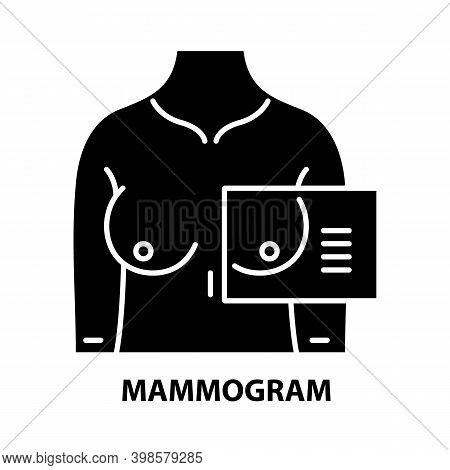 Mammogram Icon, Black Vector Sign With Editable Strokes, Concept Illustration