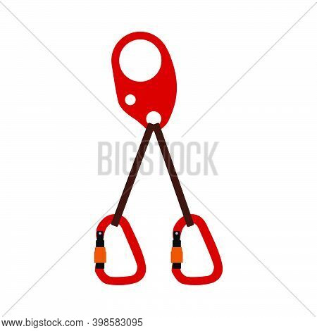 Alpinist Self Rescue System Icon. Flat Color Design. Vector Illustration.