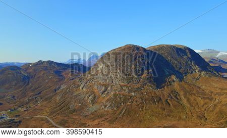 Mount Bitihorn In Norway In Autumn Colors. Aerial Photo.