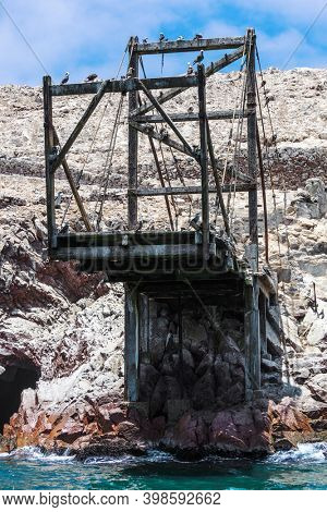 Guano loading ramp in the Ballestas Islands. Peru.