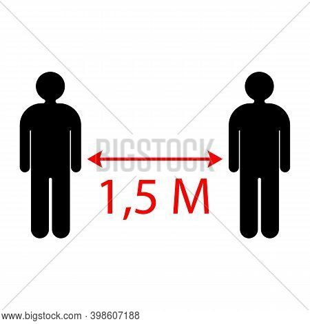 Social Distance: The Arrow Shows The Distance Between People 1.5 Meters. Vector Illustration. Vector