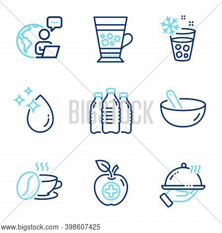 Food And Drink Icons Set. Included Icon As Ice Maker, Water Drop, Cooking Mix Signs. Medical Food, F