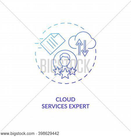 Cloud Services Expert Blue Gradient Concept Icon. It Professional. Computing Specialist. Virtual Ass