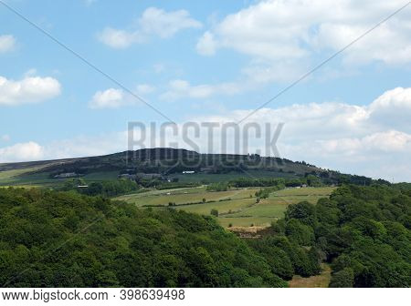Panoramic View Across The Calder Valley In West Yorkshire With Midgley Moor Village And Farmhouses I