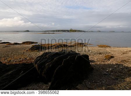 Beautiful Views Of Coastal Seascape Of Casco Bay Maine.